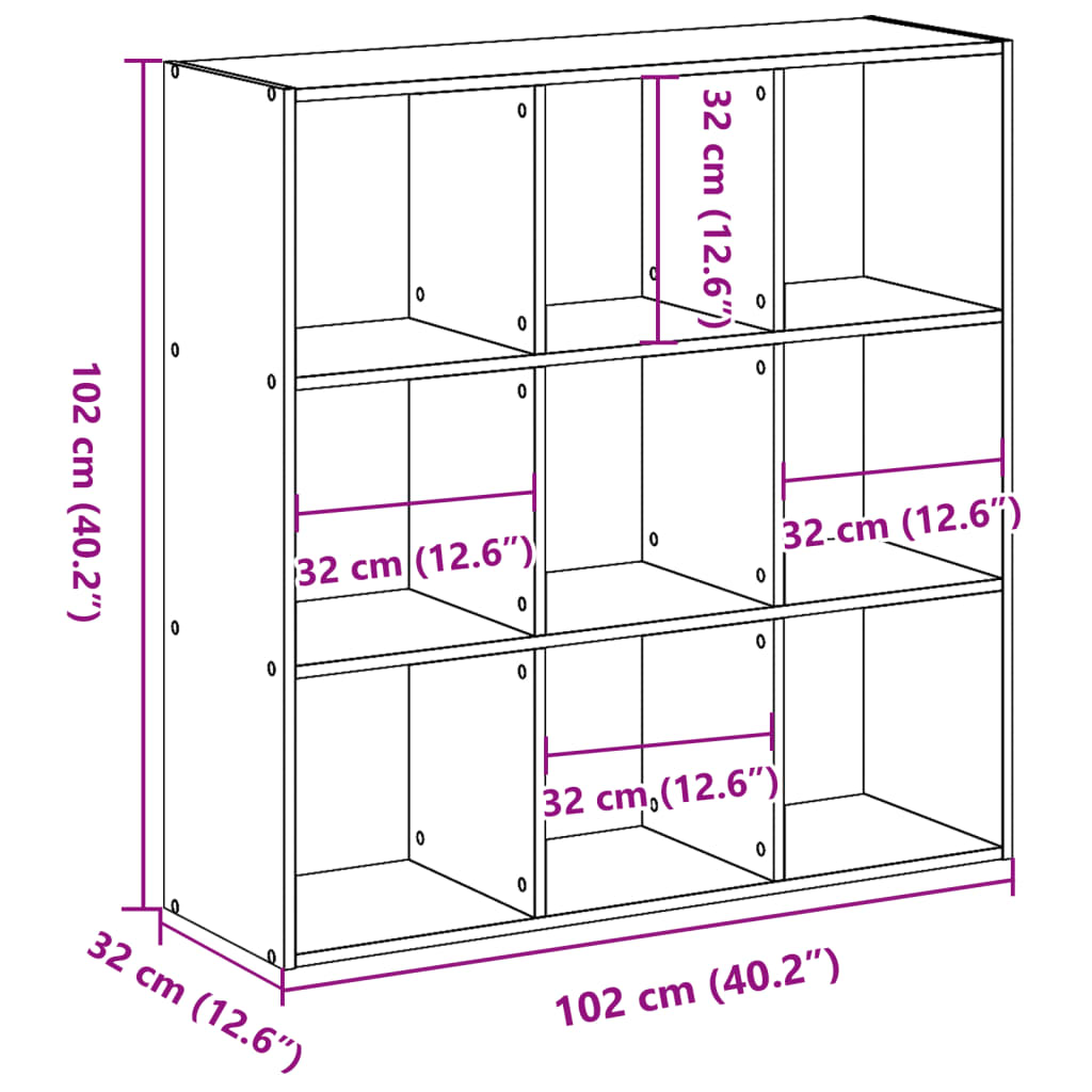 Libreria Legno Antico 102x32x102 cm in Legno Multistrato