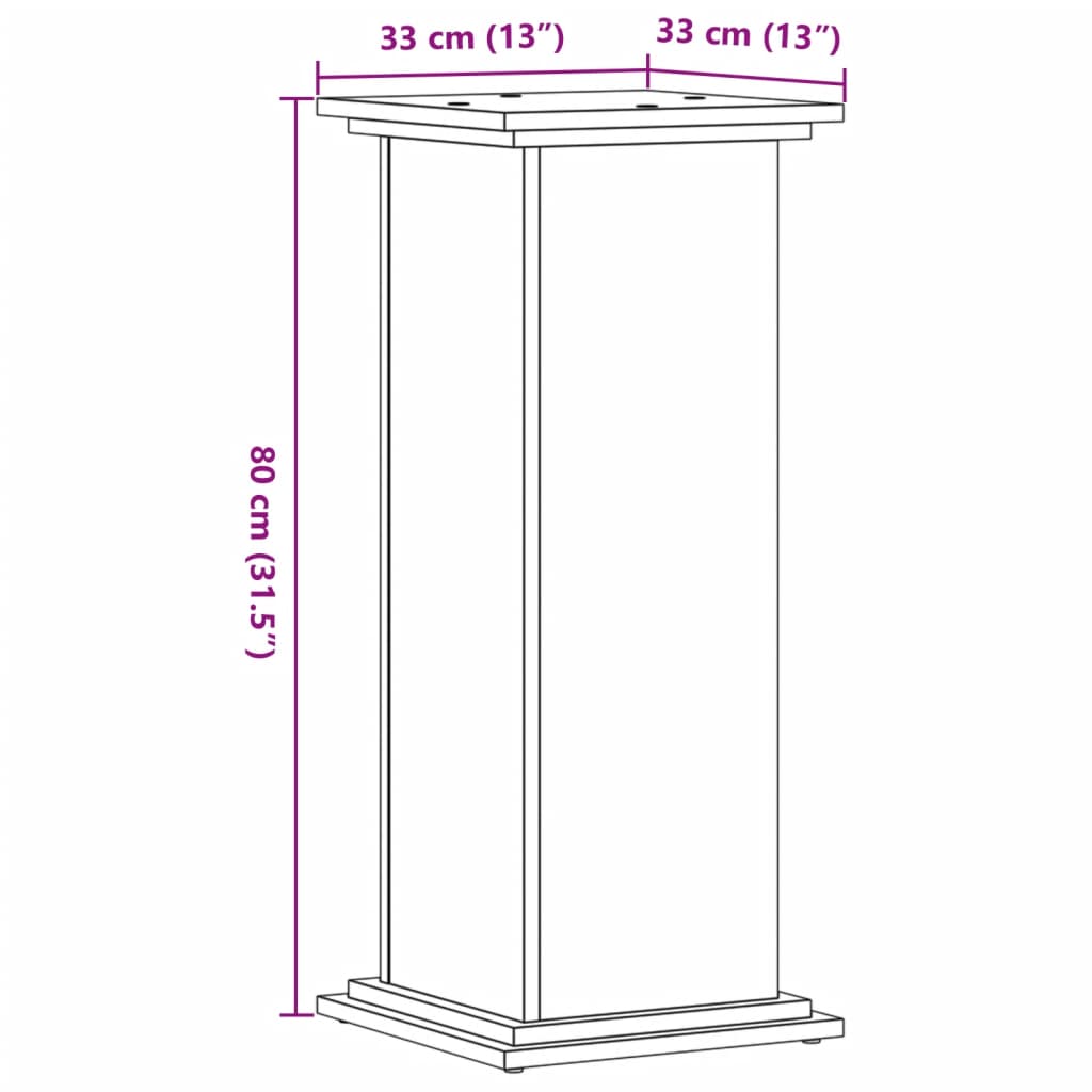 Supporto per Piante Rovere Sonoma 33x33x80 cm Legno Multistrato - homemem39