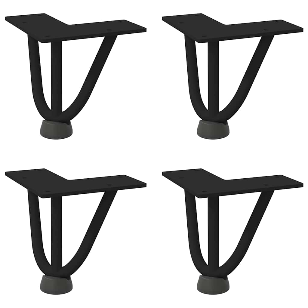 Gambe per Tavolo a Forcina 4 pz Nero 10 cm in Acciaio Massiccio - homemem39