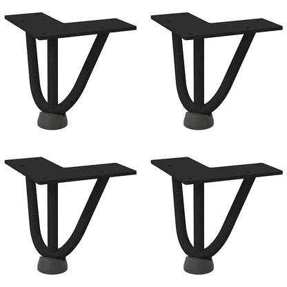 Gambe per Tavolo a Forcina 4 pz Nero 10 cm in Acciaio Massiccio - homemem39