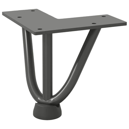 Gambe Tavolo a Forcina 4 pz Antracite 10 cm Acciaio Massiccio - homemem39