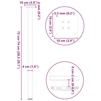 Gambe per Tavolino 4 pz Nero 72-74 cm in Acciaio - homemem39