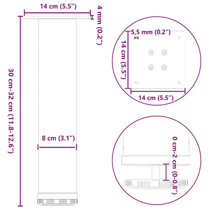 Gambe per Tavolino 4 pz Bianco 30-32 cm Acciaio - homemem39