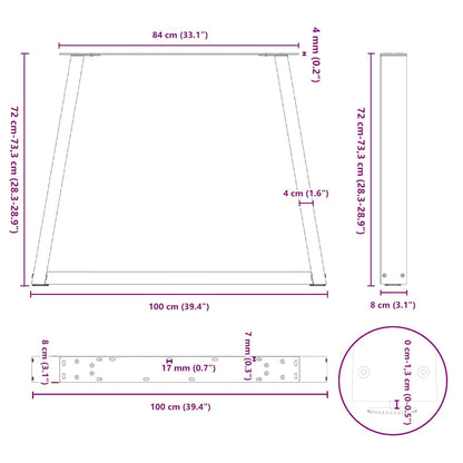 Gambe Tavolo Pranzo a V 2 pz Antracite 100x(72-73,3)cm Acciaio - homemem39