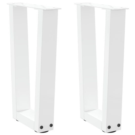 Gambe per Tavolo Pranzo a V 2 pz Bianco 28x(42-43,3)cm Acciaio - homemem39