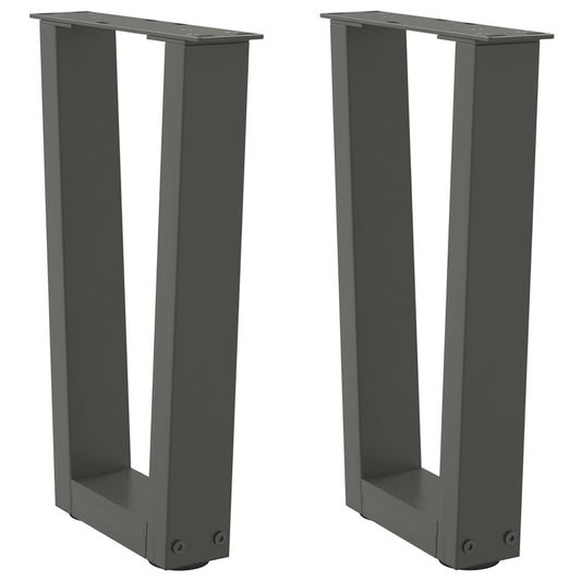 Gambe Tavolo Pranzo a V 2 pz Antracite 38x(42-43,3)cm Acciaio - homemem39
