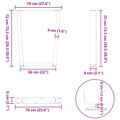 Gambe per Tavolo Pranzo a V 3 pz Bianco 70x(72-73,3)cm Acciaio - homemem39