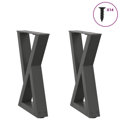 Gambe per Tavolino 2 pz Antracite 28x(42-43,3) cm in Acciaio - homemem39