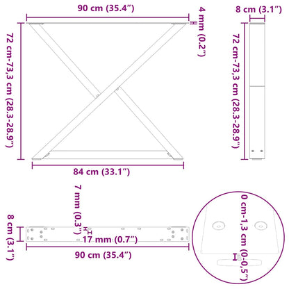 Gambe per Tavolo da Pranzo 2 pz Bianco 90x(72-73,3) cm Acciaio - homemem39