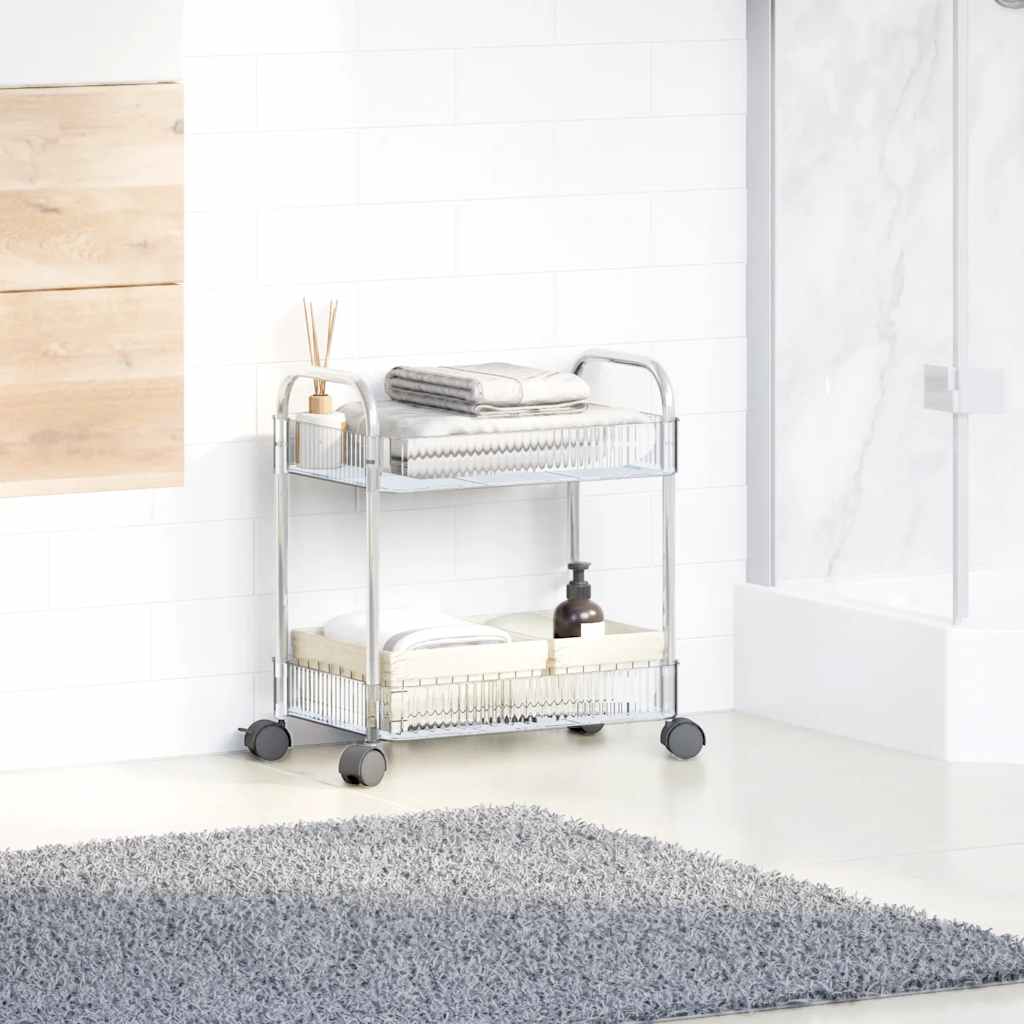 Carrello Portaoggetti a 2 Livelli 37x28x43,5 cm in Acrilico - homemem39