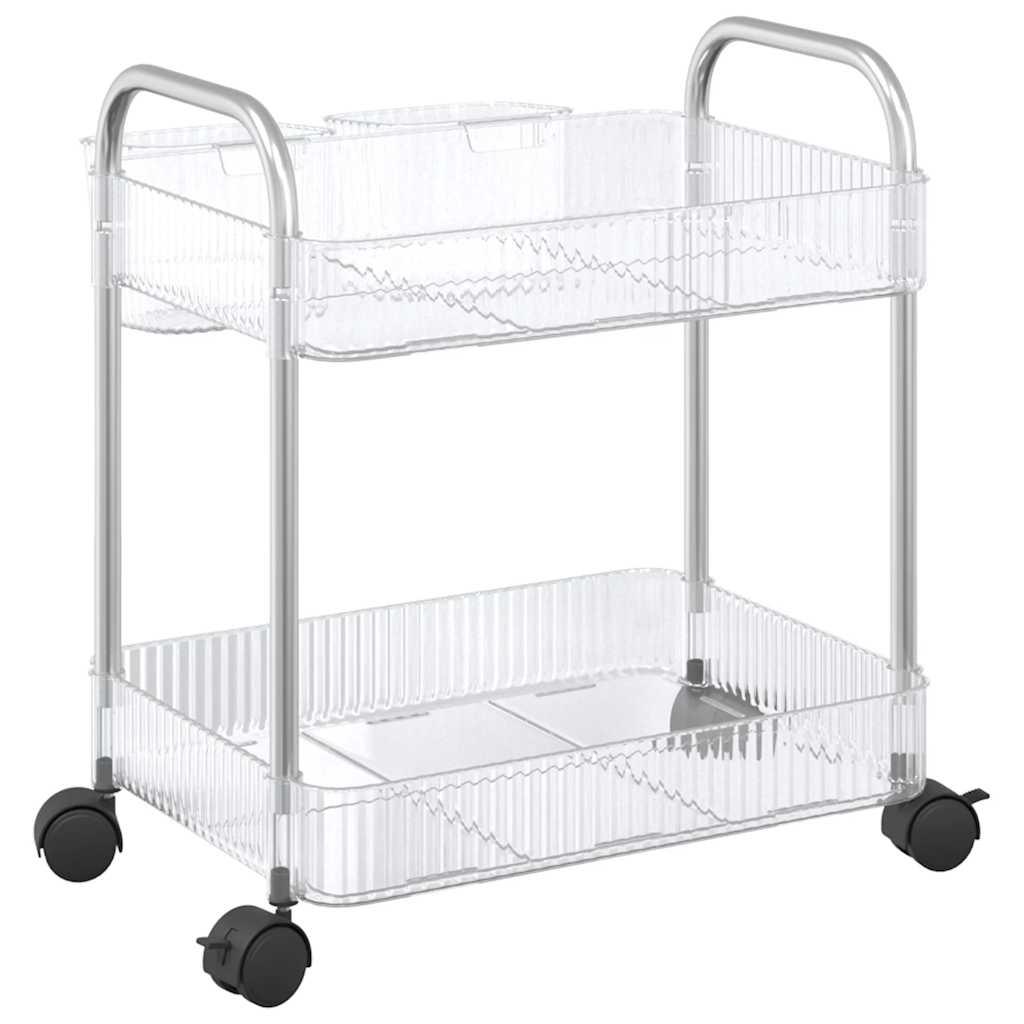 Carrello Portaoggetti a 2 Livelli 37x28x43,5 cm in Acrilico - homemem39