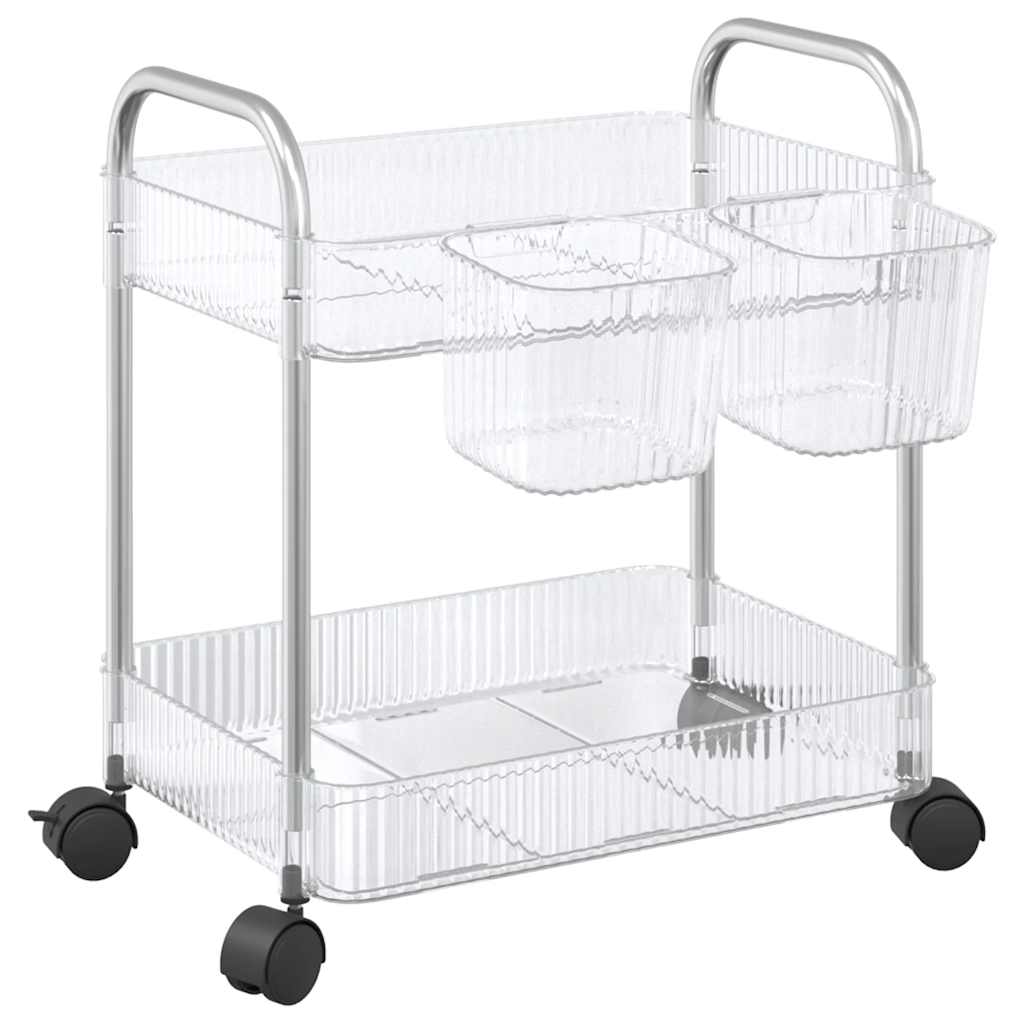 Carrello Portaoggetti a 2 Livelli 37x28x43,5 cm in Acrilico - homemem39