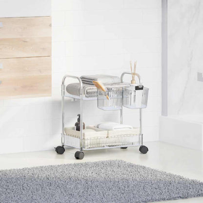 Carrello Portaoggetti a 2 Livelli 37x28x43,5 cm in Acrilico - homemem39