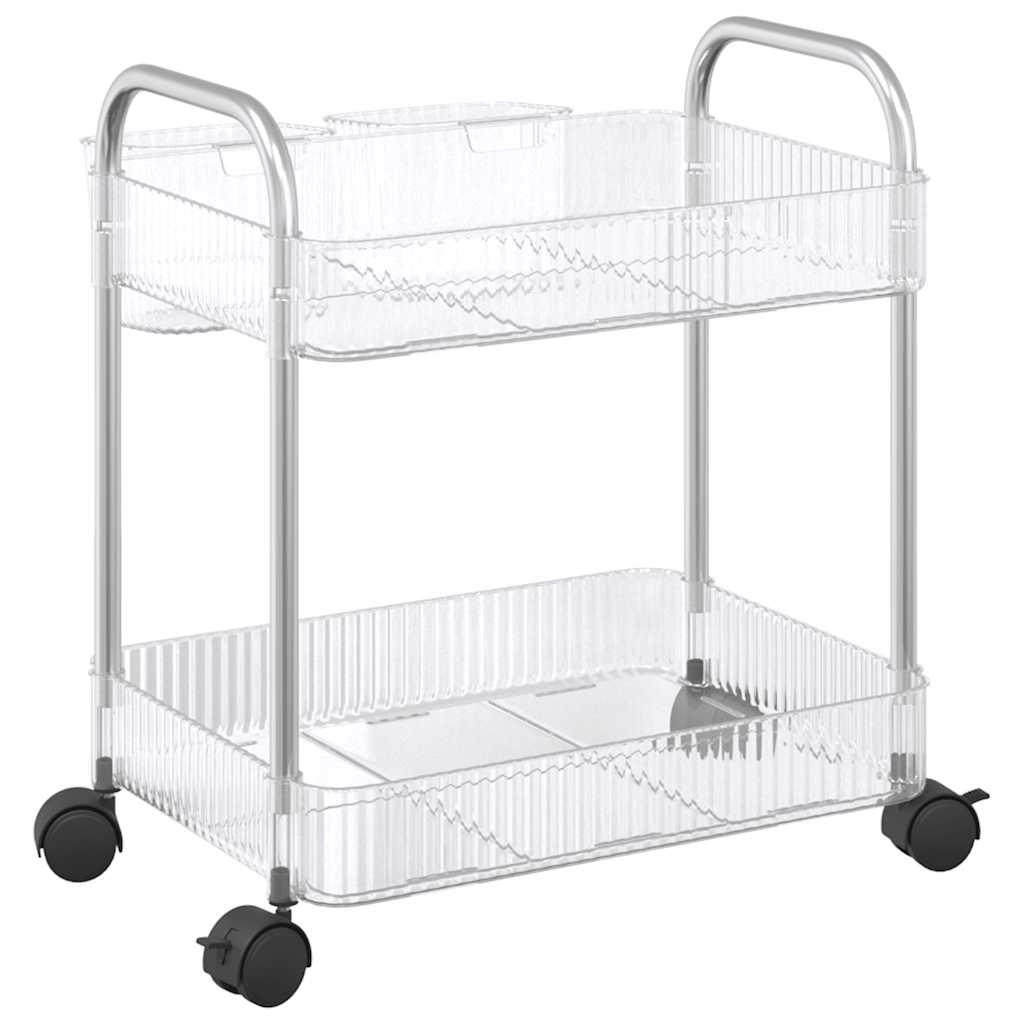 Carrello Portaoggetti a 2 Livelli 37x28x43,5 cm in Acrilico