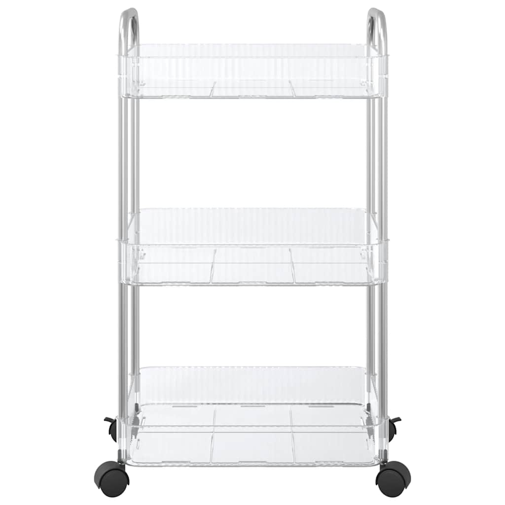 Carrello Portaoggetti a 3 Livelli 37x28x68 cm in Acrilico - homemem39