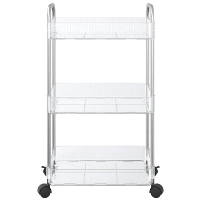 Carrello Portaoggetti a 3 Livelli 37x28x68 cm in Acrilico