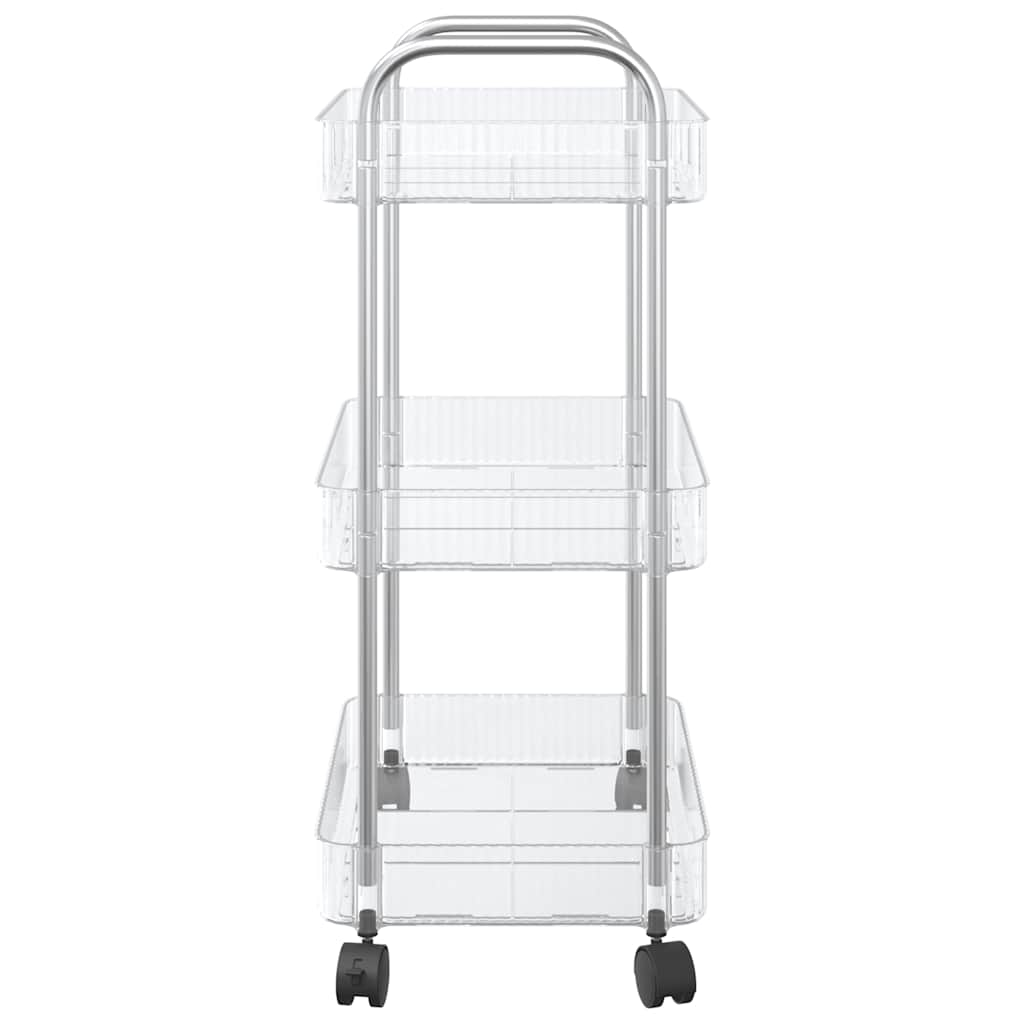 Carrello Portaoggetti a 3 Livelli 37x28x68 cm in Acrilico - homemem39