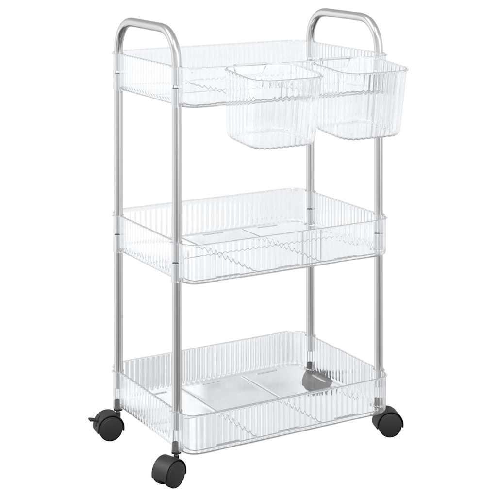 Carrello Portaoggetti a 3 Livelli 37x28x68 cm in Acrilico - homemem39