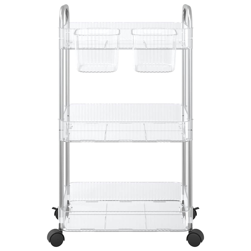 Carrello Portaoggetti a 3 Livelli 37x28x68 cm in Acrilico - homemem39