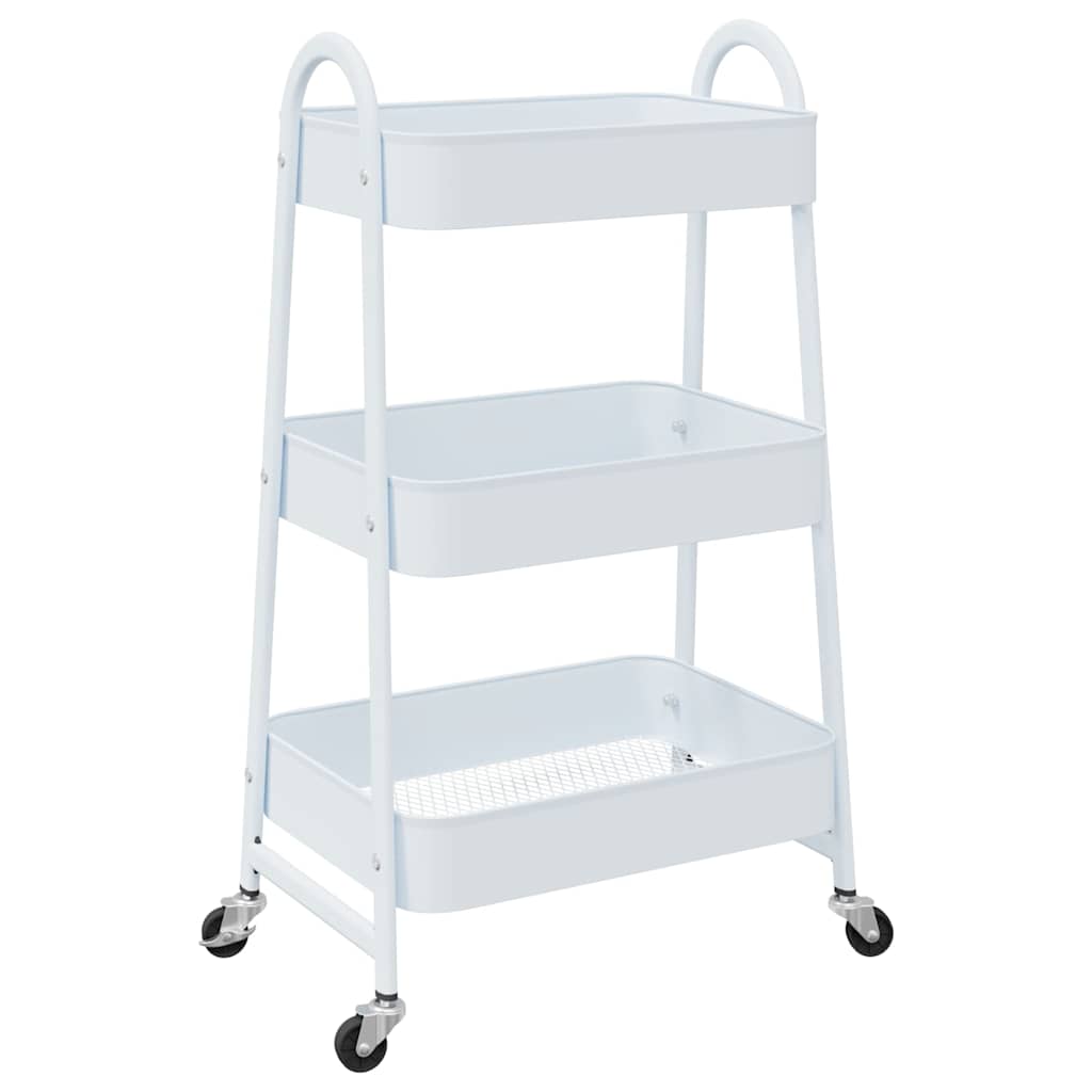 Carrello Portaoggetti a 3 Ripiani Bianco 42x41,5x77 cm Acciaio