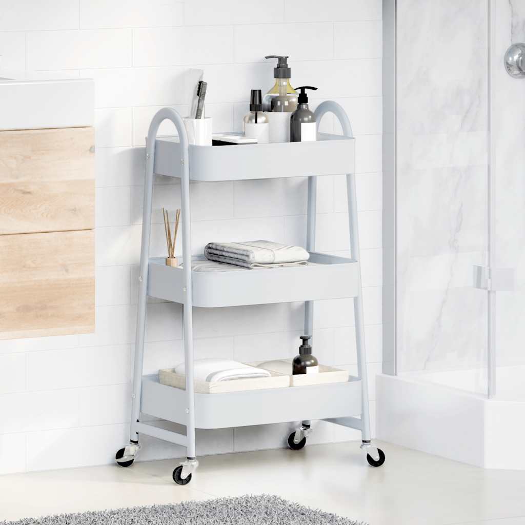 Carrello Portaoggetti a 3 Ripiani Bianco 42x41,5x77 cm Acciaio - homemem39