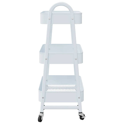 Carrello Portaoggetti a 3 Ripiani Bianco 42x41,5x77 cm Acciaio - homemem39