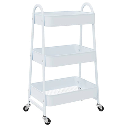 Carrello Portaoggetti a 3 Ripiani Bianco 42x41,5x77 cm Acciaio - homemem39