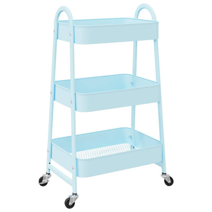 Carrello Portaoggetti a 3 Ripiani Blu 42x41,5x77 cm in Acciaio