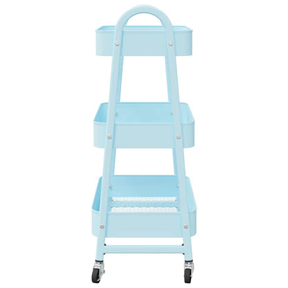 Carrello Portaoggetti a 3 Ripiani Blu 42x41,5x77 cm in Acciaio - homemem39