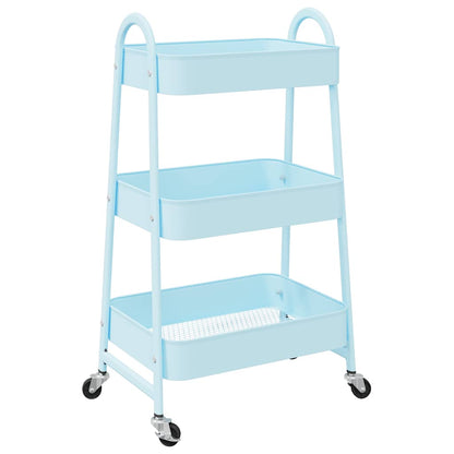 Carrello Portaoggetti a 3 Ripiani Blu 42x41,5x77 cm in Acciaio - homemem39