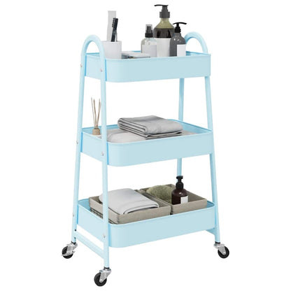 Carrello Portaoggetti a 3 Ripiani Blu 42x41,5x77 cm in Acciaio - homemem39