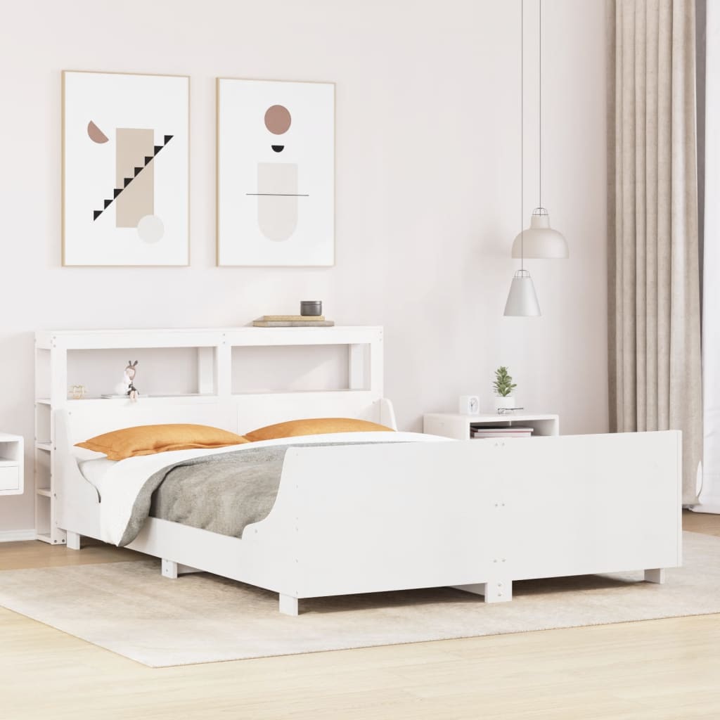 Letto senza Materasso Bianco 120x190 cm Legno Massello di Pino