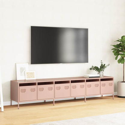 Mobile TV Rosa 202x39x43,5 cm in Acciaio Laminato a Freddo