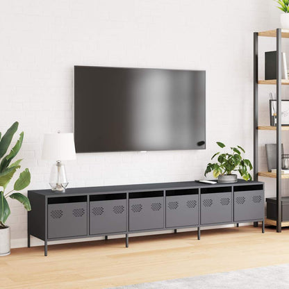 Mobile TV Antracite 202x39x43,5 cm Acciaio Laminato a Freddo