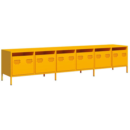 Mobile TV Giallo Senape 202x39x43,5cm Acciaio Laminato a Freddo