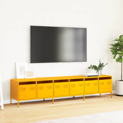 Mobile TV Giallo Senape 202x39x43,5cm Acciaio Laminato a Freddo - homemem39