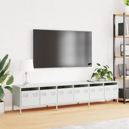 Mobile TV Bianco 202x39x43,5 cm in Acciaio Laminato a Freddo - homemem39