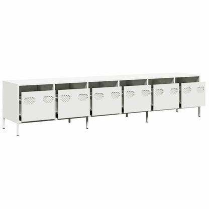 Mobile TV Bianco 202x39x43,5 cm in Acciaio Laminato a Freddo