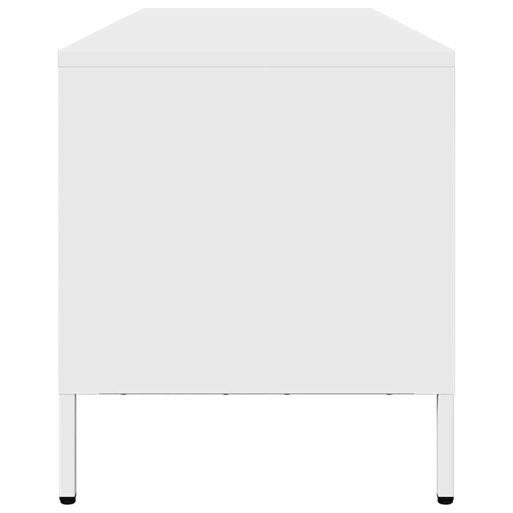 Mobile TV Bianco 202x39x43,5 cm in Acciaio Laminato a Freddo