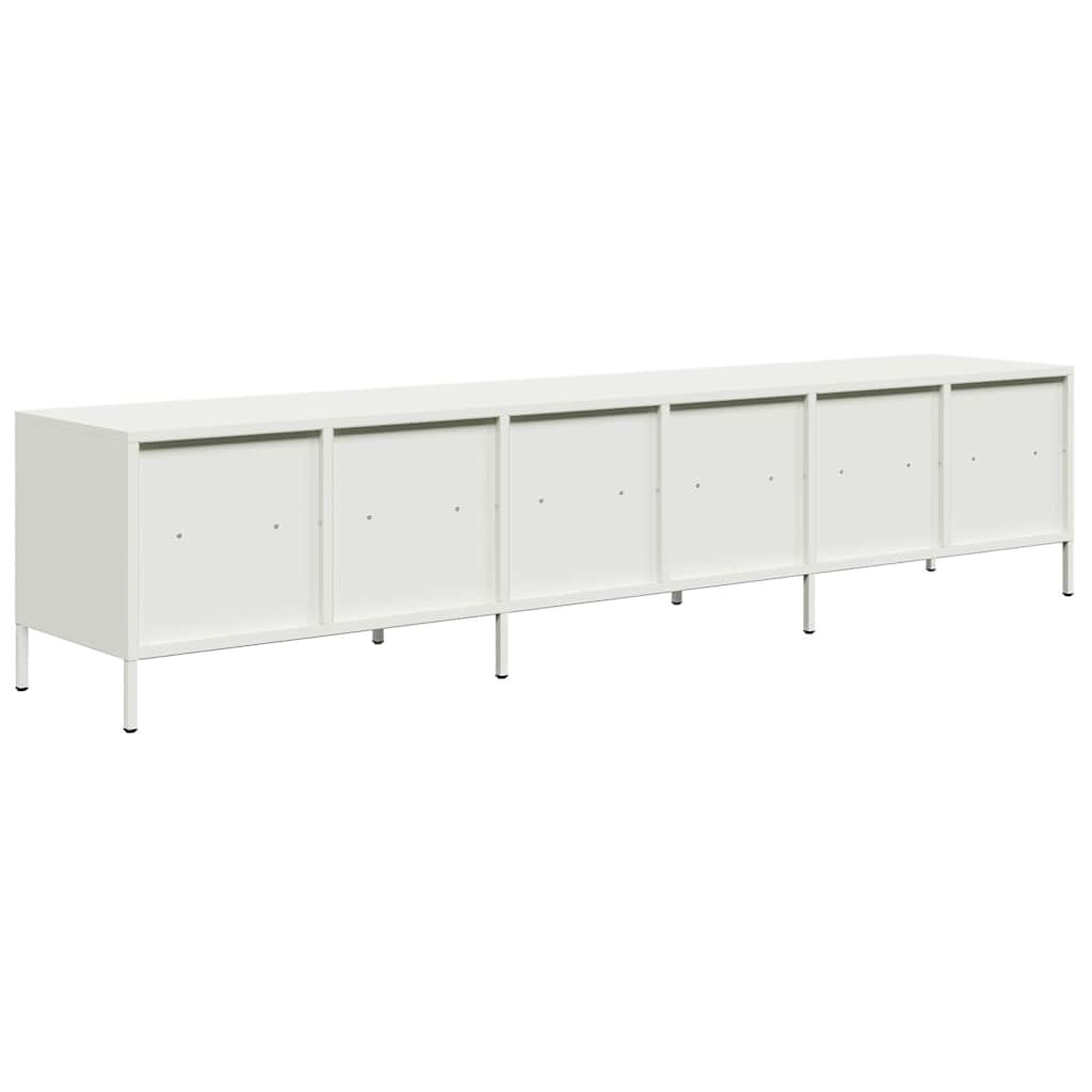 Mobile TV Bianco 202x39x43,5 cm in Acciaio Laminato a Freddo - homemem39