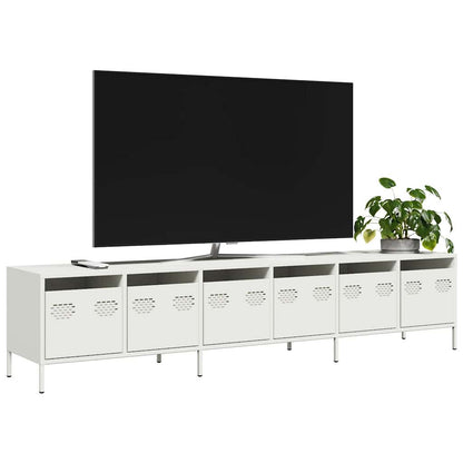 Mobile TV Bianco 202x39x43,5 cm in Acciaio Laminato a Freddo - homemem39