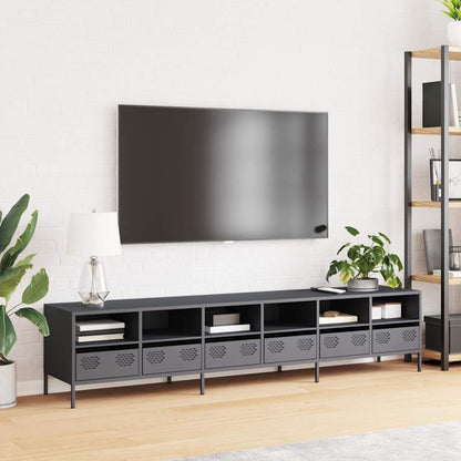 Mobile TV Antracite 202x39x43,5 cm Acciaio Laminato a Freddo