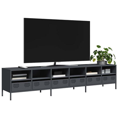 Mobile TV Antracite 202x39x43,5 cm Acciaio Laminato a Freddo