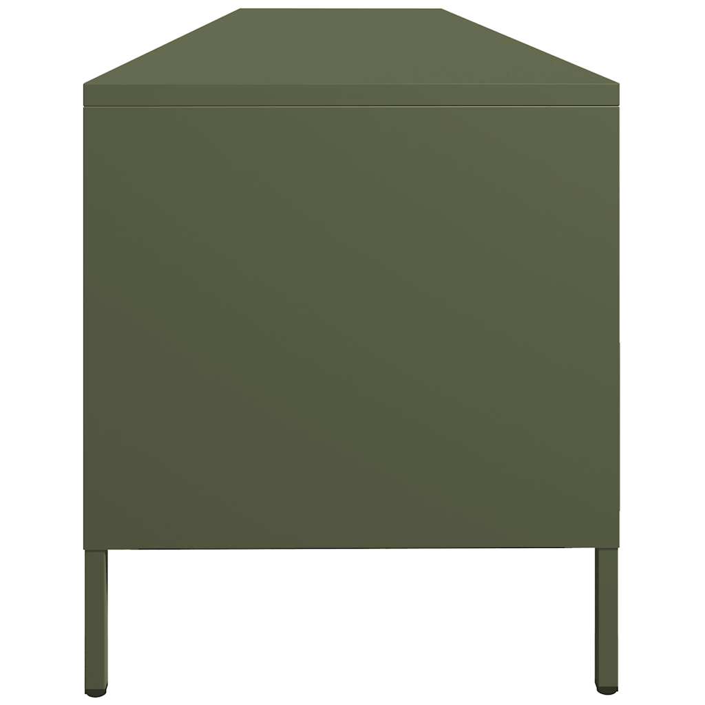 Mobile TV Verde Oliva 202x39x43,5 cm Acciaio Laminato a Freddo