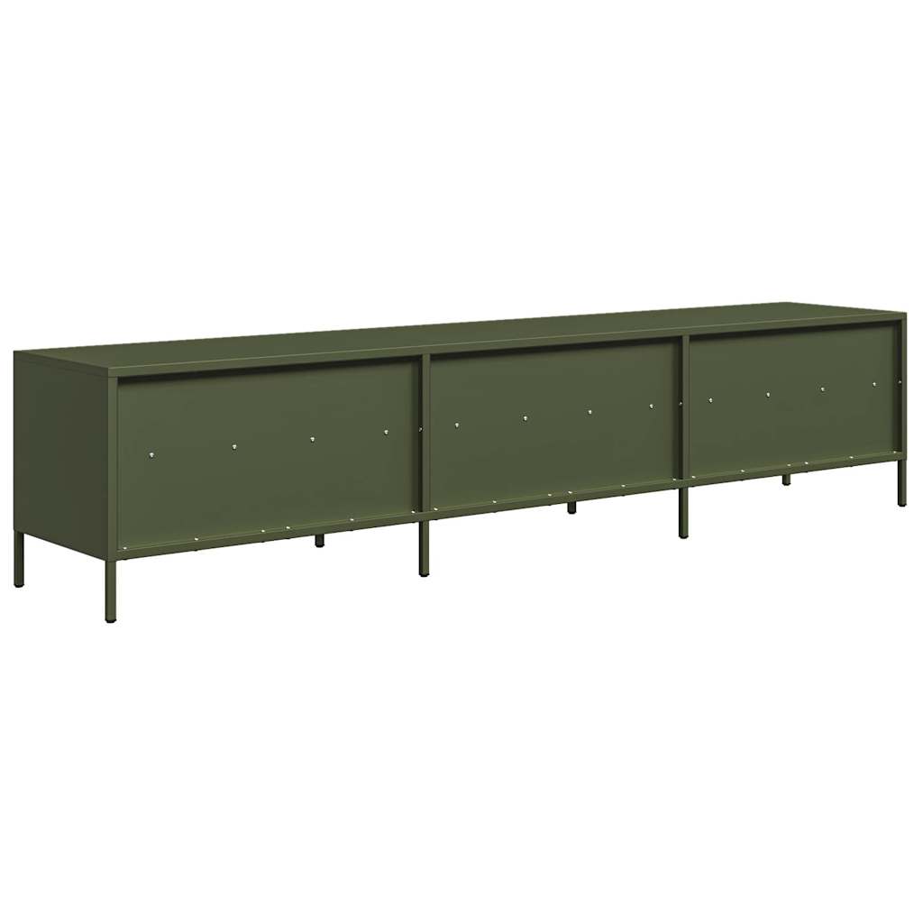 Mobile TV Verde Oliva 202x39x43,5 cm Acciaio Laminato a Freddo