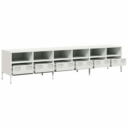 Mobile TV Bianco 202x39x43,5 cm in Acciaio Laminato a Freddo - homemem39