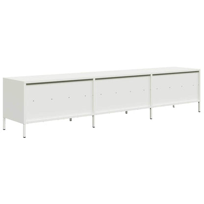 Mobile TV Bianco 202x39x43,5 cm in Acciaio Laminato a Freddo