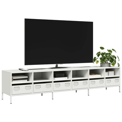 Mobile TV Bianco 202x39x43,5 cm in Acciaio Laminato a Freddo - homemem39