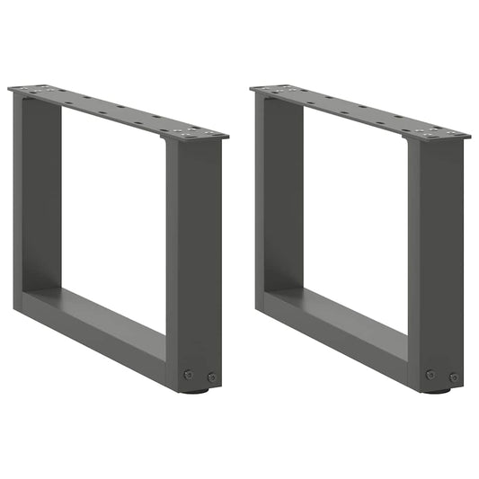 Gambe Tavolino Caffè a U 2 pz Antracite 50x(30-31)cm in Acciaio