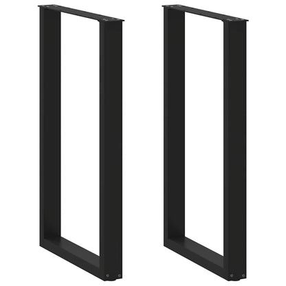 Gambe Tavolino da Caffè a U 2 pz Nero 60x(100-101)cm in Acciaio - homemem39